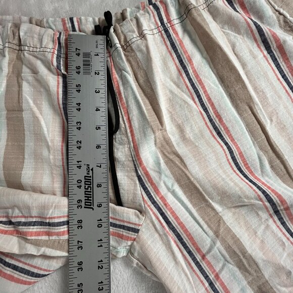 Cynthia Ashby Baggie Stripe Linen Pants Coral Size 1 Elastic Waist Relaxed New - Picture 9 of 11